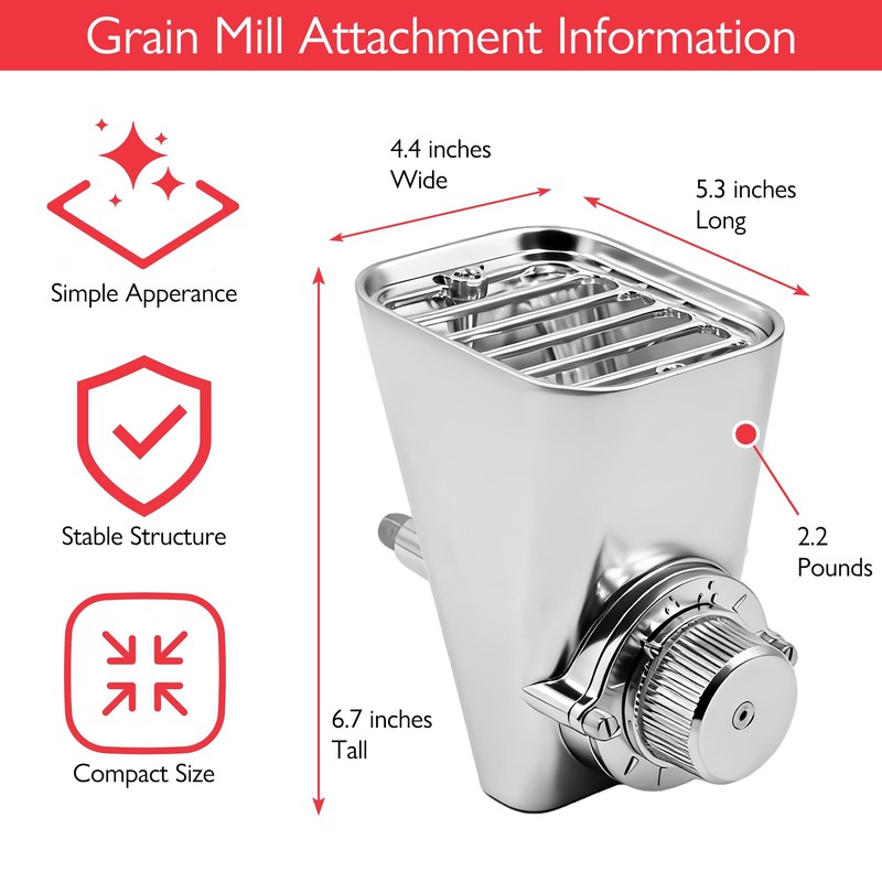 Wiselet Grain Mill Attachment for Kitchenaid Stand Mixer, 12 Gear