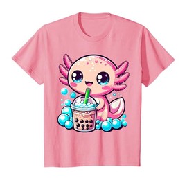 Kids Axolotl Bubble Boba Tea Anime Cut Kawaii Axolotl T-Shirt