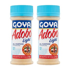 Adobo All Purpose Seasoning Light with Pepper by Goya, Poultry, Seafood, Meat, and Vegetable Seasoning, Fat Free and Calorie Free Latin Spice Blend, Mexican Seasoning, 8oz. Bottles, Pack of 2