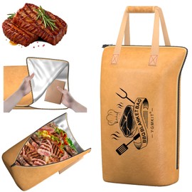 BBQ Blanket for Resting Meat, Reusable Smoker Meat Resting Blanket, Smoker Grilling Insulated Meat Resting Bag, Brisket Resting Blanket with Wide Mouth and Zipper for Large Brisket, 21 Inch-Black