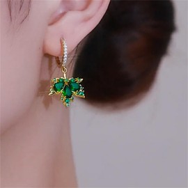Stocking Stuffers Holiday Outfits for Women 2024 Leaf Earrings for Women Green Hoop Earrings Rhinestone Earrings Hypoallergenic Leaf Dangle Earrings Jewelry Gifts