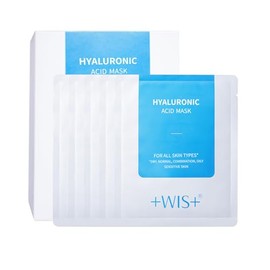 +WIS+ Máscara facial de ácido hialurónico 24 EA con suero de ácido hialurónico y vitamina B5, máscara facial para piel seca, máscara antienvejecimient