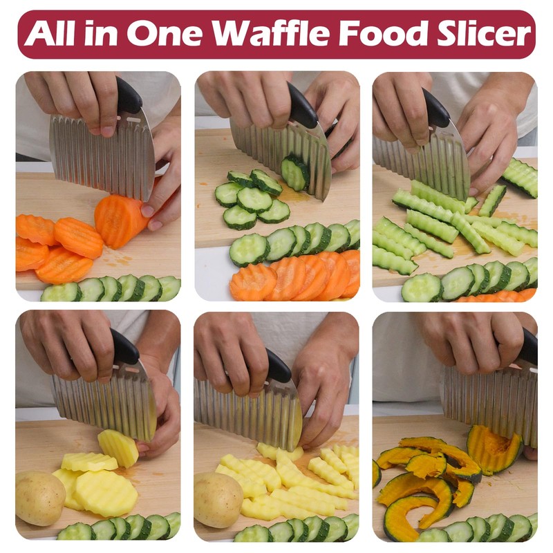JAYVAR Large Crinkle Cutter French Fry Cutter, Large Crinkle Potato