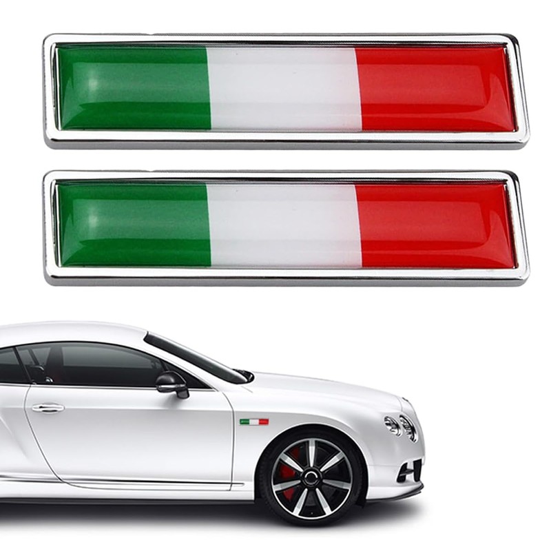 Enwye Car Personalization Italy Flag Metal Stickers Pair Set 58x14mm