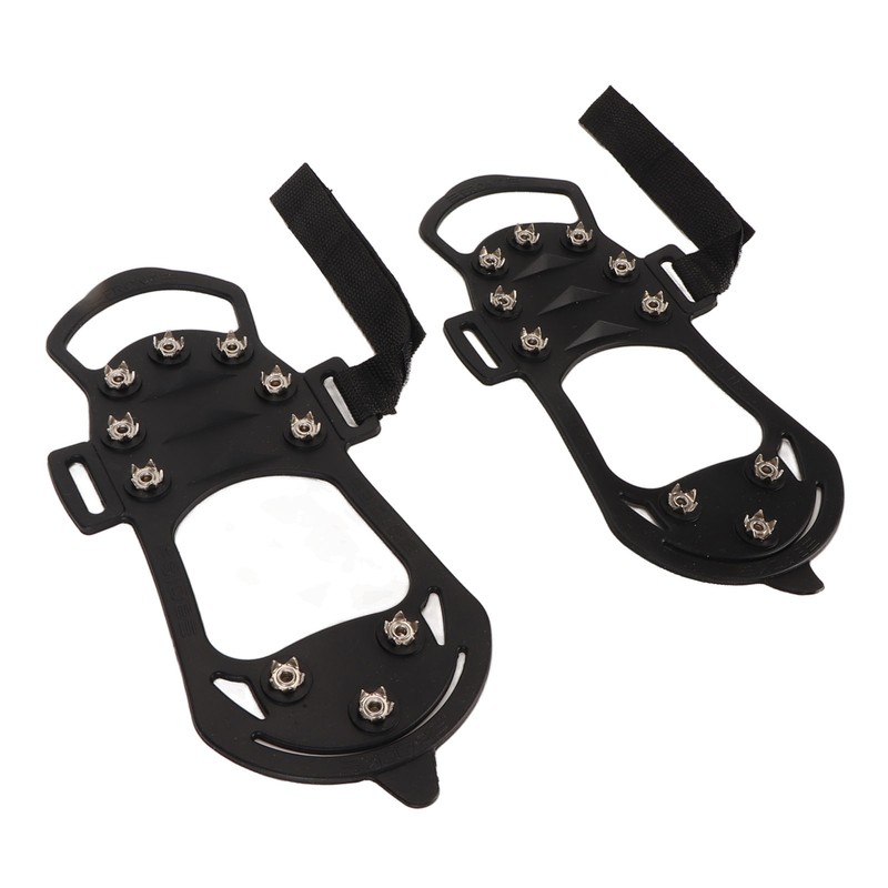 1pair Ice Cleats 10 Teeth Rubber Stainless Steel Foldable Anti