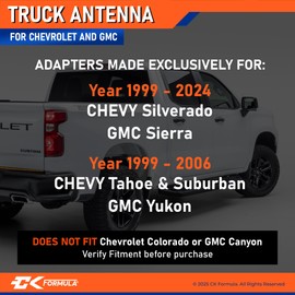 Aluminum Black Short Antenna for Truck - Antenna Chevy Silverado GMC Sierra (Year 1999-2025), Chevy Silverado 1500 Accessories, GMC Sierra Accessories, Car Antenna Replacement, Antena para Carro, 4"
