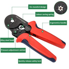 Hexagonal Crimping Pliers Set, Ferrule Crimping Tool Set with 1200 Pieces Wire End Ferrules, Insulated Terminals, Ratchet Crimping Tool for (0.25-10mm²) Electrical Wire Connectors