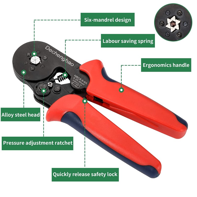 Hexagonal Crimping Pliers Set, Ferrule Crimping Tool Set with 1200