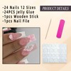 Jremg White French Tip Press on Nails Long Square Fake