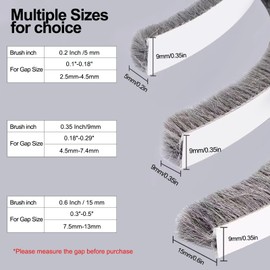 Weather Stripping Door Window Seal Strip 33 Ft, Selfadhesive Strong Adhesion, soundproofing, Draft Blocker, Dustproof, Suitable for Doors and Windows Cabinet Doors, 0.35 Wide X 0.2 Inch Thick, Gray