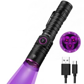 ALONEFIRE SV103 365nm UV Flashlight 10W Type C USB Rechargeable Black Light Money Detector for Resin Curing, Pet Urine Detection, Scorpion, Fishing, Minerals, Leaks, Cure Glue with Battery
