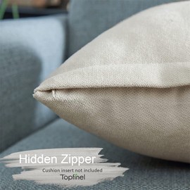 Top Finel Beige Decorative Throw Pillow Covers Soft Chenille Solid Outdoor Cushion Covers,Farmhouse Accent 24 X 24 Pillows for Couch Bedroom Car, Pack of 2,Off White