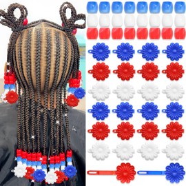 VENOFEN 60PCS Self Hinge Flower Hair Barrettes 3 Colors Plastic Clips Loc Dreadlock Beads for Hair Cartoon Design Barrette Cute Hair Accessories for Girls
