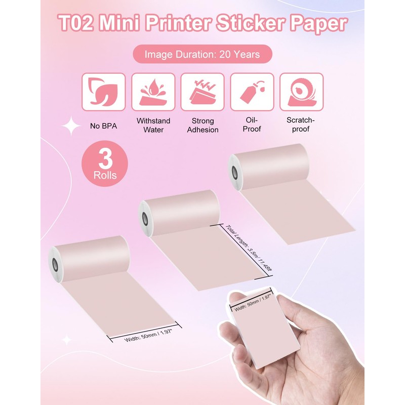 Memoking T02 / M02X / M02L Sticker Paper - Pink