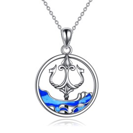 YAFEINI Trident Pendant Necklace 925 Sterling Silver Ancient Greece Amulet Neptune Trident Jewelry for Women Teens Gifts (Circle Trident necklace)