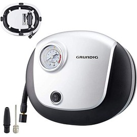 GRUNDIG Professional Car Tyre Inflator Air Compressor Pump, Air Compressor Tyre Inflator Portable Air Pump for Car Tyres 12v DC Electric Car Tyre Pump with Pressure Gauge White