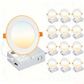 Cmswiftify 12 Pack 6 Inch Recessed Lights, 5CCT Adjustable LED Ceiling Light, IC Rated Slim Flush Mount Light Fixture for Bedroom Kitchen Bathroom, 12W 1100LM, ETL Certified (6 Inches)