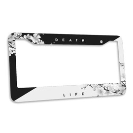 Japanese Cherry Tree Blosson License Plate Frame 2 Pack Black and White License Plate Personalise License Plate Frames Rust-Proof Stainless Steel Metal Car Plates Tag Funny Decor Men Women