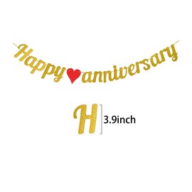 Happy Anniversary Banner Gold Party Decorations Anniversary Party Banners Golden Party Supplies for Women Men