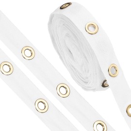 sourcing map 6 Yard Cotton Eyelet Trim with Grommets, 0.79 Inch Wide Eyelet Twill Tape for Sewing Garment Corset Shirt, White + Gold