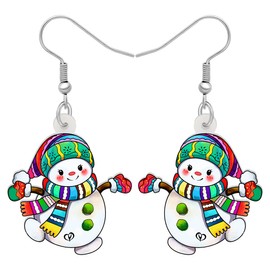 LONYOO Cute Christmas Snowman Earrings Dangle Charms Christmas Decoration for Women Girls Festival Gifts, Acrylic, No Gemstone