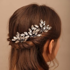 Teyglen 3pcs Bridal Crystal Hair Pins Rhinestones Hair Pieces Simple Crystal Wedding Hair Accessories Handmade Hair Pins for Women Bride Girls (Dark Purple)