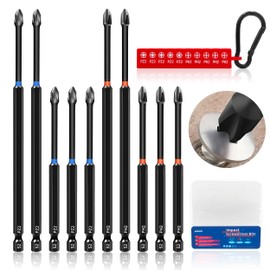 KASAFE 10-Piece Long PZ2/PH2 Magnetic Impact Driver Bits Set – S2 Steel Construction, Multi-Size Durable Design for Heavy-Duty Use, Universal 1/4" Hex Shank for Power Drivers