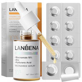 Vitamin C Serum for Face - LANBENA 10% Niacinamide serum Dark Spot Remover Facial Serum, Niacinamide, Hyaluronic Acid, Vit E - Anti Aging and Skin Brightening,Pure Skin Care Women and Men Skin Care