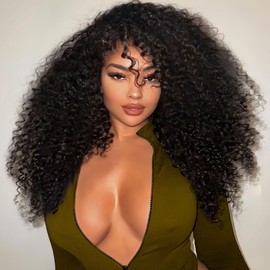 Kinky Curly Half Wig Human Hair 200 Density 3 In 1 Seamless Flip Over Half Wig 20 Inch Drawstring Headband Wig Human Hair Glueless Wear and Go Beginner Friendly Curly Human Hair Wigs for Women