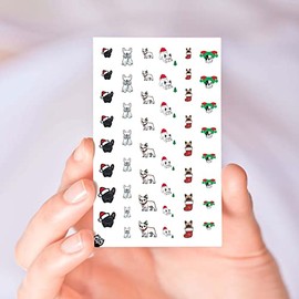 French Bulldog Christmas Clear Vinyl (Cut, Peel, & Stick) Nail Designs