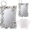 Geyoga 2 Sets Electroplate Plastics Frame Photocard Holder Keychain with