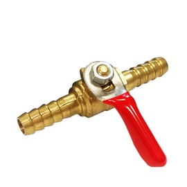 Nigo Industrial Co. AN99 Series Forged Brass Mini Ball Valve, 5/16" Hose Barb x 5/16" Hose Barb, 180 Degree Operation Handle, Rated to 600WOG