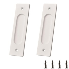 MOROBOR 2pcs Rectangular Recessed Sliding Door Pulls, 15CM Flush Pull Aluminum Alloy White Closet Door Finger Pulls with Mounting Screws for Sliding Barn Door