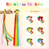12 Pcs Rainbow Dance Ribbons for Kids with Bells Elastic