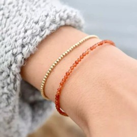Unbranded Natural Carnelian 3mm Beads Healing Energy Crystal Dainty Minimalist Bracelet