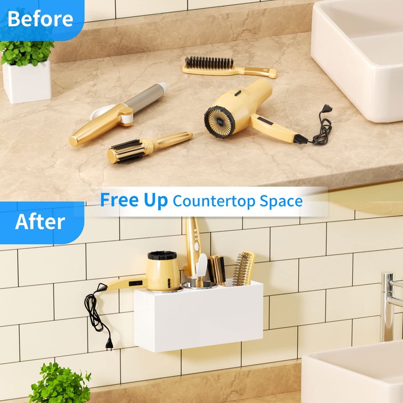 NIUBEE Wall Mount Hair Styling Tool Organizer - Bathroom Cabinet
