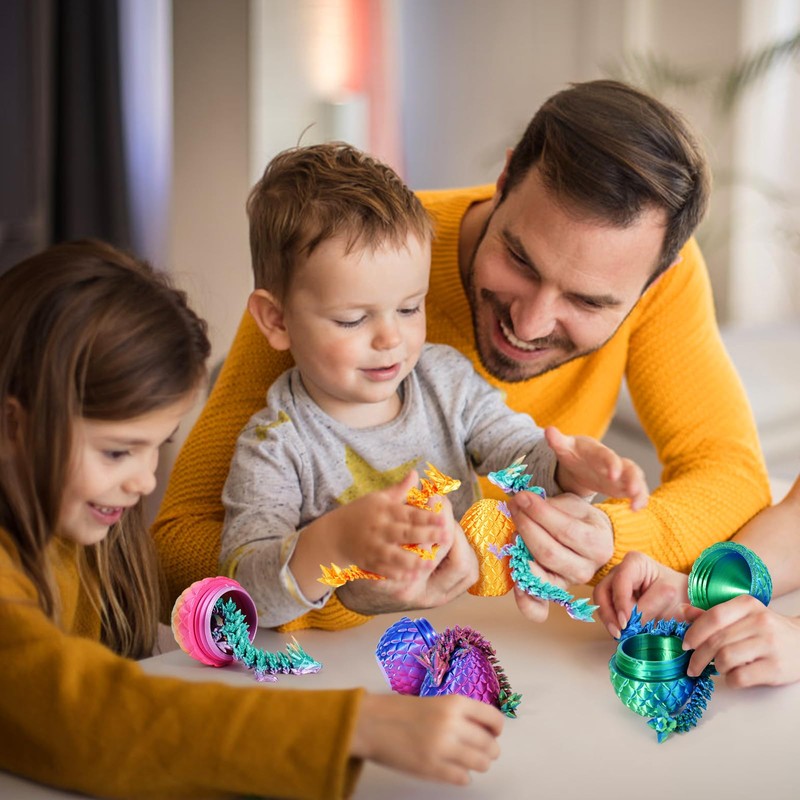 4PCS 3D Printed Dragon Eggs with Dragon Inside Easter Eggs