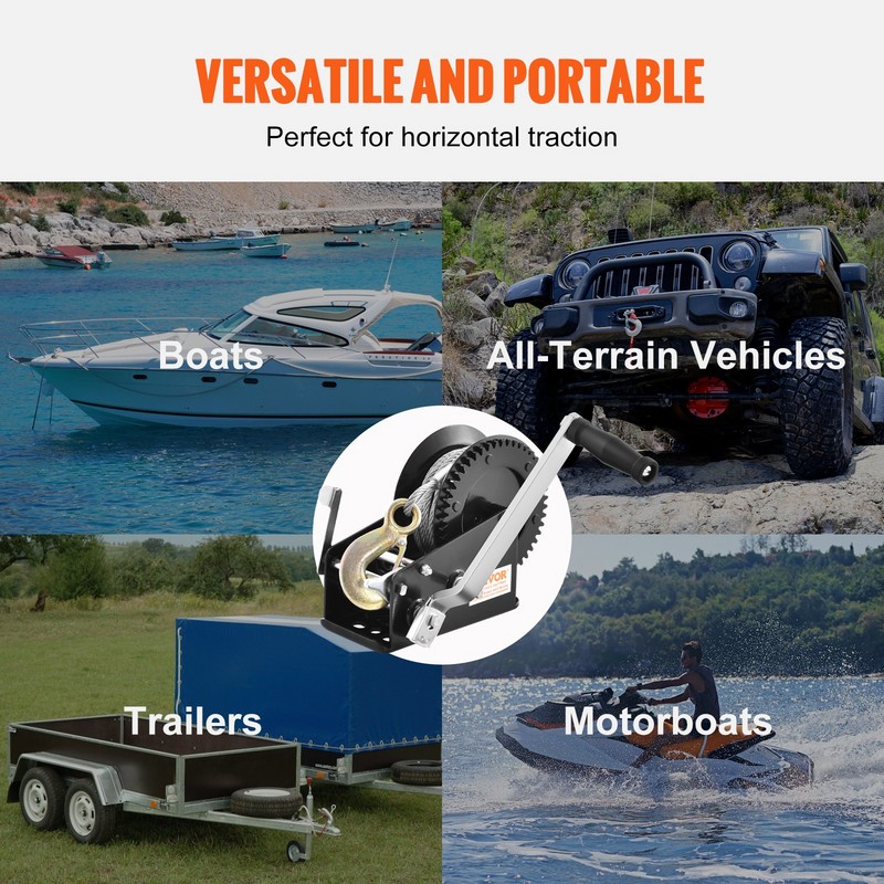 VEVOR Heavy Duty Hand Winch - 3500 lbs Capacity, 33