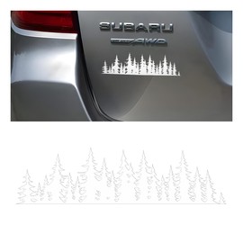 CGEAMDY Car Stickers Mountain Sticker Tree Forest Vin, Pine Tree Forest Vinyl Stickers, Mountains Coast Car Decor, Mountain Vinyl Sticker for Car (White)