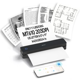 iDPRT Portable Printers Wireless for Travel,MT610 Mini Thermal Printer A4,Bluetooth Printer for Travel,Home,Study,Wireless Printers for Home Use Compatible with iOS,Android and PC,Black