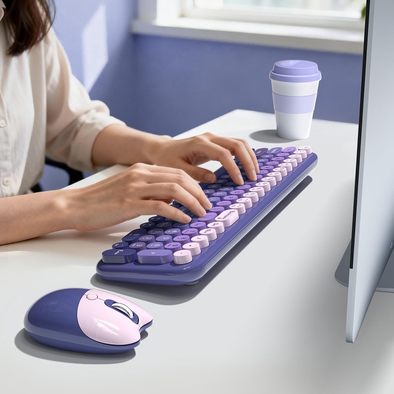 Dilter Wireless Keyboard and Mouse Combo, Portable Retro Keyboard with