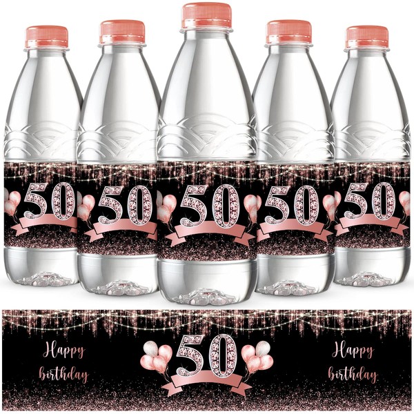 48 Pieces 50th Birthday Party Water Bottle Labels Cheers to