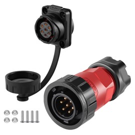 CNLINKO YM-20 7 PIN Waterproof Connector, IP68 Circular Connector, Quick Plugging Aviation Connector, PBT Plastic Shell Solder Connector M20 Male -Female Flange Socket (7 PIN)