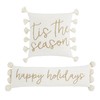 Mud Pie White and Gold Christmas Pillow, Tis' The Season