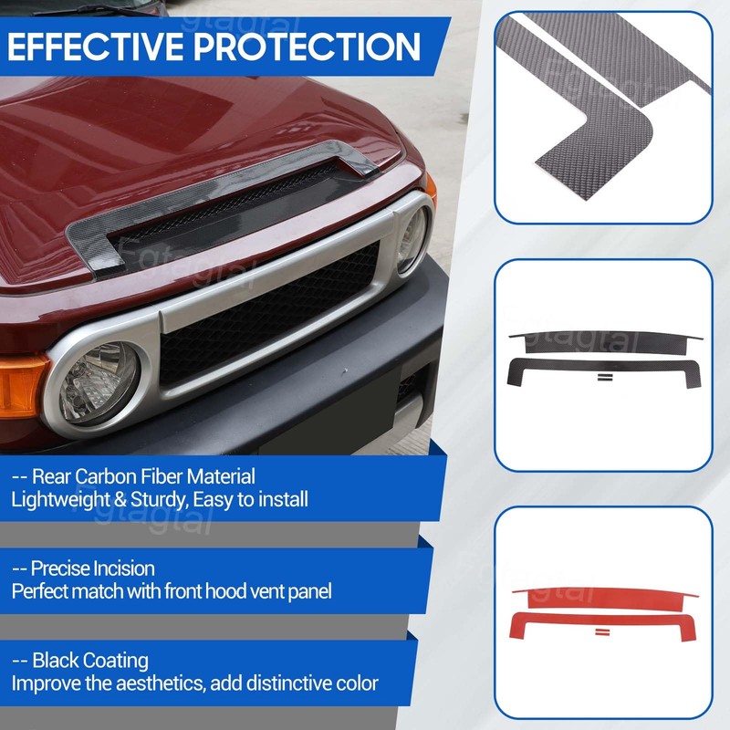 Real Carbon Fiber Front Hood Vent Trim Sticker Fit for