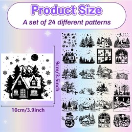 CREATCABIN 24Pcs Christmas Decals Silhouettes Mason Jar Decor Snowman Tree Flower Laser Silhouette Cutouts for Jars Wall Window Scrapbook Decoration Supplies DIY Crafts Black 3.9x3.5Inch(No Sticker)