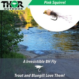 Thor Outdoor Pink Squirrel Fly - 6 Pc Set, Hook Size #18, Dark Variant - BH Wet Fishing Flies for Steelhead Trout, Salmon, Panfish, Bluegill