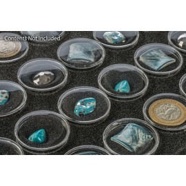 SE Clear Round Display Containers with Snap-On Lids and Black Foam Fillers (Pack of 24) - GJ844BK