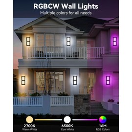 SHIMR Outdoor Wall Lights, Smart Porch Lights 1500LM RGBCW Outdoor Light Fixture, Wi-Fi Control Color Changing Exterior Sconce IP65 Waterproof Antirust, Works with Alexa Google Assistant [ETL Listed]