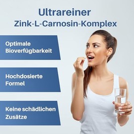 Zinc L-Carnosine 180 Capsules 75 mg - Gastrointestinal Complex, Stomach Protection & Nutrient Absorption, 3 Months, 98% Pure, Laboratory Tested, Vegan